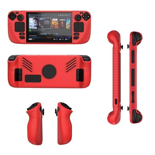Étui De Protection Steam Deck-Silicone Antidérapant V3 (Rouge) De Red