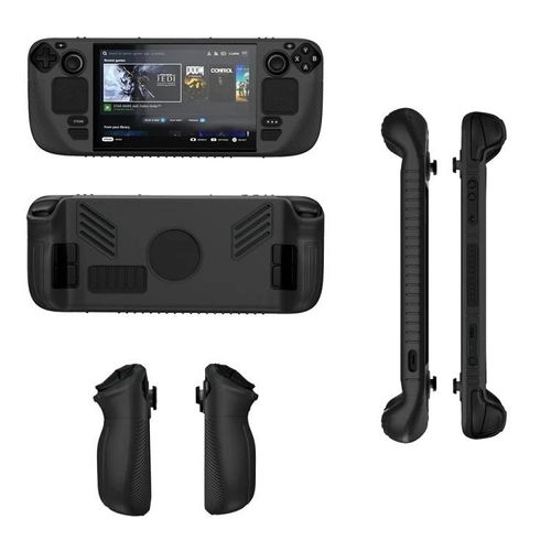 Étui De Protection Steam Deck-Silicone Antidérapant,V3,Noir-Noir