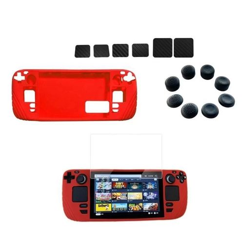 Pour Steam Deck Étui De Protection De Console De Jeu En Silicone Antichoc Étui De Protection Rouge Rouge