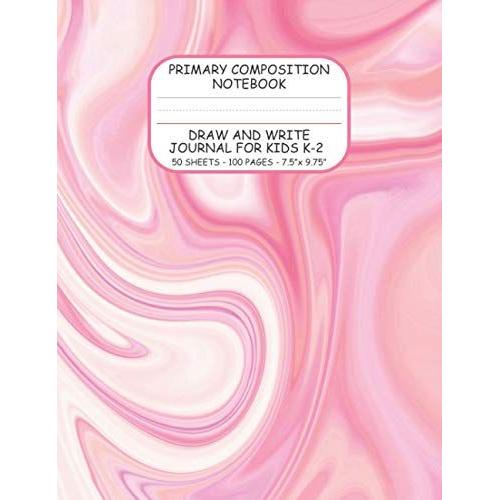 Primary Composition Notebook: Draw And Write Journal For Kids K-2 | Top Blank, Bottom Lined With Dotted Mid-Line And Red Baseline | 50 Sheets/100 Pages, 7.5 X 9.75 (Neon Pink Candy Marble Composition