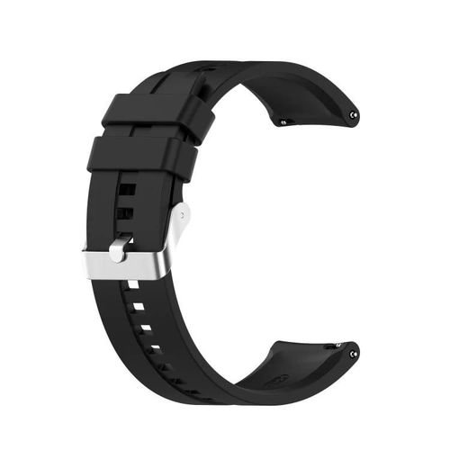 Bracelet De Montre En Silicone Ticwatch Pro 3-Boucle En Acier Argenté,Noir Noir