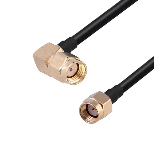RP-SMA Coude mâle vers RP-SMA Câble adaptateur coaxial mâle-30cm,RG174