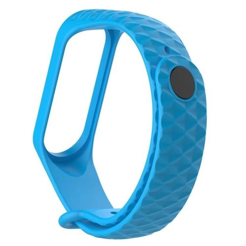 Bracelet De Montre Xiaomi 3/4 En Silicone-Texture Diamant,Longueur 23cm,Blanc Et Bleu Ciel