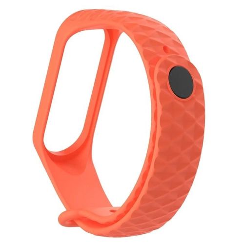 Bracelet De Montre Xiaomi 3/4 En Silicone-Texture Diamant,Longueur 23cm,Blanc Et Orange Orange