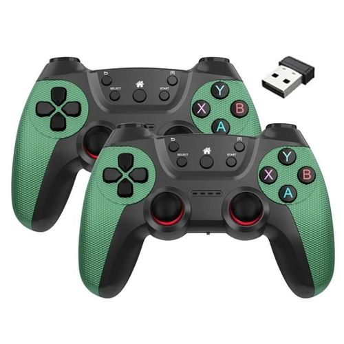 Km-029 2.4g Un Pour Deux Doubles Manette Sans Fil Prise En Charge Pc / Linux / Android / Tvbox Km-029 (Vert Angling) Vert Cannelage