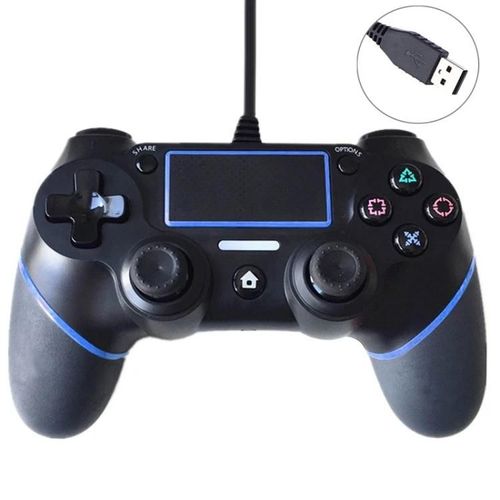 Manette De Jeu Filaire Pour Ps4-Bleu,Haute Précision,Design Confortable Bleu