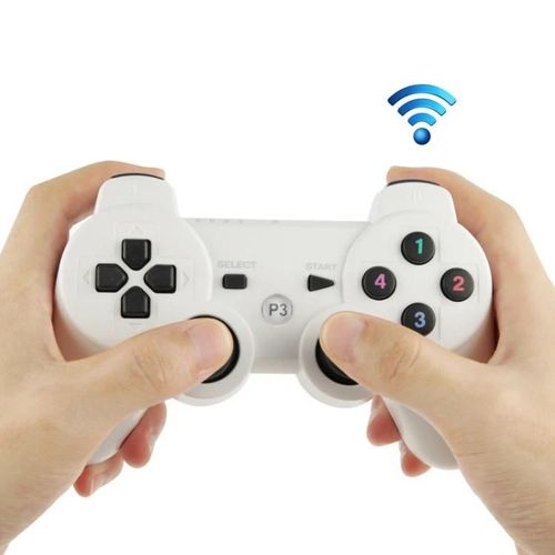 Manette Sans Fil-Double Shock Iii Avec Vibration Pour Sony Ps3-Blanc Blanc