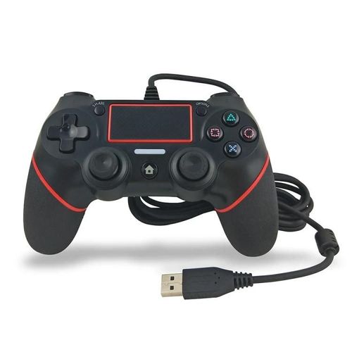 Manette De Jeu Ps4 Filaire-Bicolore Noir Bleu & Noir Rouge-Noir Rouge