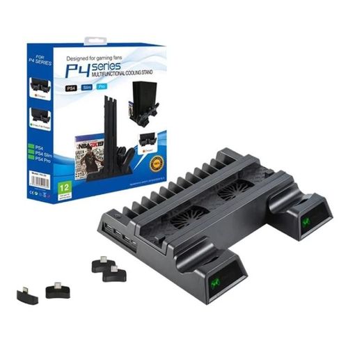 Support De Ventilateur De Refroidissement Ps4-Glacière De Console Verticale Avec Chargeur À Double Manette-
