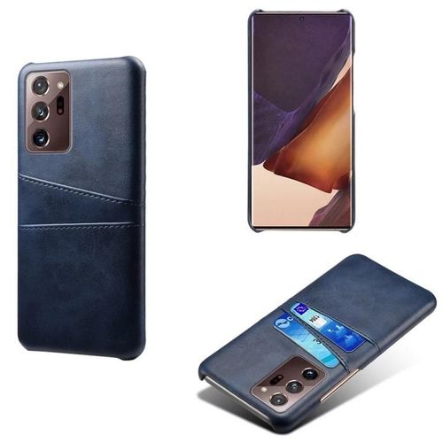 Coque Samsung Galaxy Note20 Ultra-Pc Antichoc + Cuir Pu,Deux Emplacements Pour Cartes,Bleu Bleu