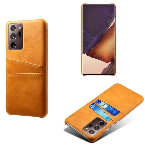 Coque Antichoc Samsung Galaxy Note20 Ultra-Texture Veau,Deux Emplacements Pour Cartes,Orange Orange