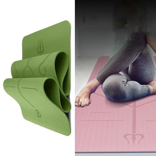 Tapis De Yoga-Tpe Double Couche,Bicolore,183x80x0.8cm,Bambou Cyan-Bambou Cyan