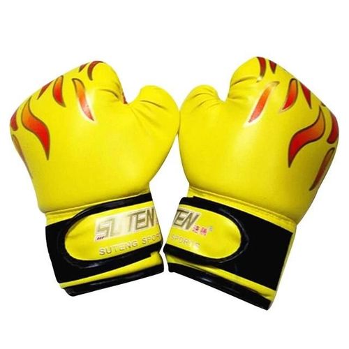 Gants De Boxe Fitness-Cuir Pu Motif Flamme,Taille Adulte,Jaune-Suteng Yellow