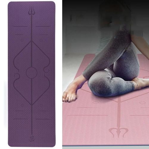 Tapis De Yoga-Tpe Double Couche,Bicolore Violet Profond Et Rose,183x61x0.6cm-Violet Profond + Rose