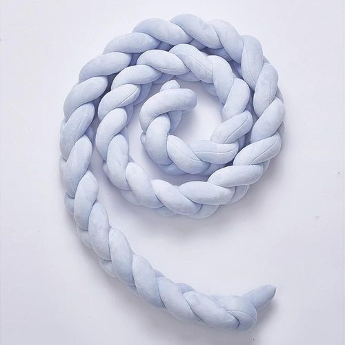 Tour De Lit Pour Bébé-2m Pure Color Tissage Noeud Protecteur De Lit-Bleu Bleu