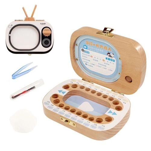 Boîte De Préservation Des Dents Pour Enfants-Conception Créative De Téléviseur En Bois,