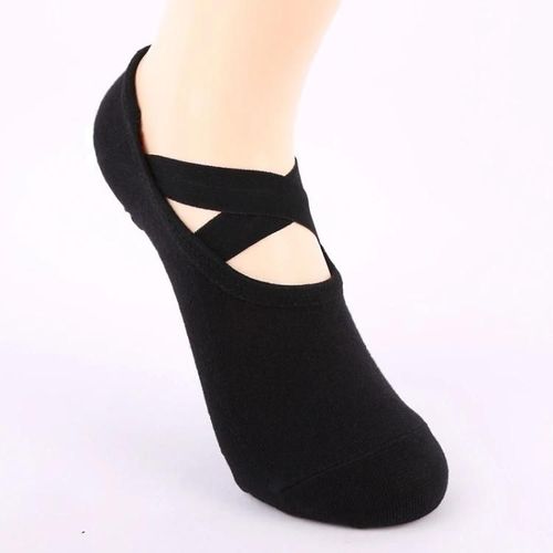 Chaussettes De Yoga Dos Nu-Conception De Bretelles Croisées Antidérapantes,Taille Unique,Noir Noir,Taille Unique