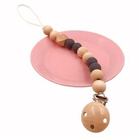 Attache-Sucette Pour Bébé-3 Pcs Sangle De Laisse De Porte-Sucette En Bois-Gris Gris