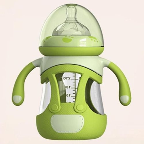 Biberon En Verre Borosilicaté 240ml Avec Manchon En Silicone-Vert Vert