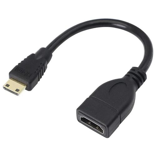 Câble Mini HDMI Mâle vers HDMI Femelle-17cm Plaqué Or,