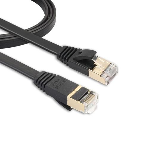 Câble Ethernet CAT7-10 Gigabit Ultra Plat 1m avec connecteurs RJ45 blindés-
