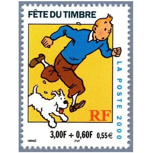 France 2000, Très Beau Timbre Yvert 3304, Fête Du Timbre - Tintin Et Milou Par Hergé, Avec Surtaxe, Neuf** Luxe