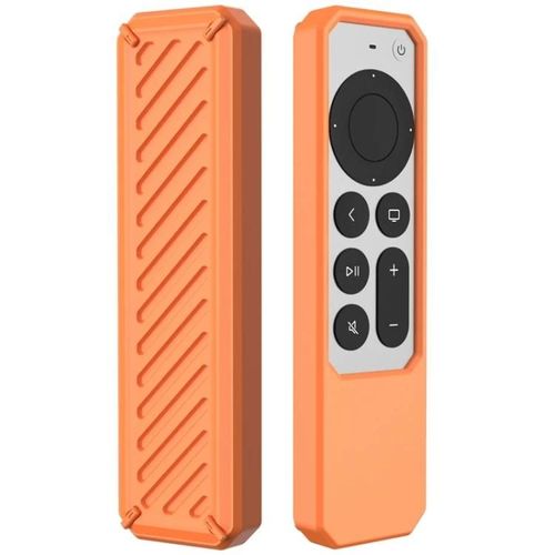 Housse de protection en silicone pour télécommande Apple TV 4K-2 pièces,anti-goutte,orange orange