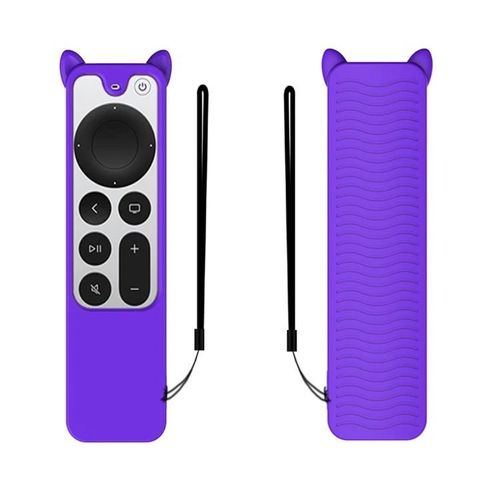 Étui en silicone oreilles de chat pour télécommande Apple TV 4K-Housse de protection (rouge/violet) violet