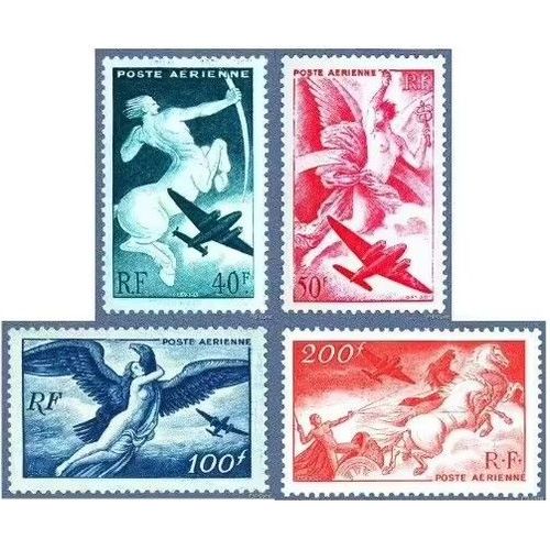 France 1946 / 47, Très Belle Série Mythologique Neuve** Luxe, Timbres Yvert 16 Sagittaire, 17 Iris, 18 Égine Enlevée Par Jupiter Et 19 Char Du Soleil.