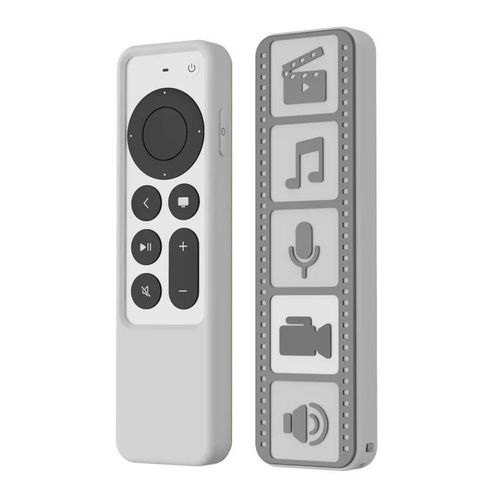 Coque de télécommande en silicone-étanche,antidérapante pour Apple TV 4K (gris blanc) gris blanc