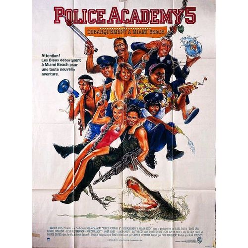 *** Police Academy 5 (Débarquement À Miami Beach) De Alan Myerson - 1988 - Bubba - Smith - David Graf - G.W. Bailey - Affiche Cinéma Originale - 120 X 160 - (Affichée Minime) - Très Bon Etat ***