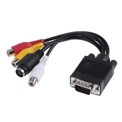 Adaptateur de câble convertisseur VGA vers S-Vidéo AV RCA avec câbles audio-