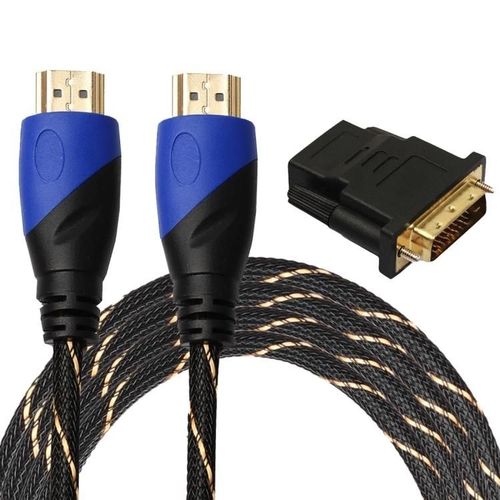 Câble HDMI 3m-1080P Mâle à Mâle avec adaptateur DVI,