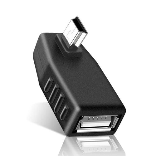 Adaptateur Mini USB mâle vers USB 2.0-angle gauche de 90°,support OTG,
