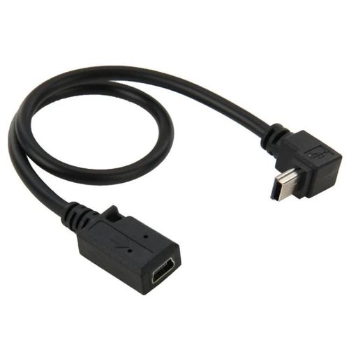 Câble adaptateur mini USB-90 degrés mâle à femelle,longueur 28cm-