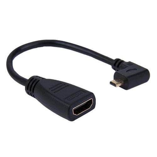 Adaptateur de câble Micro HDMI-19cm 90 degrés Gauche Mâle vers Femelle-
