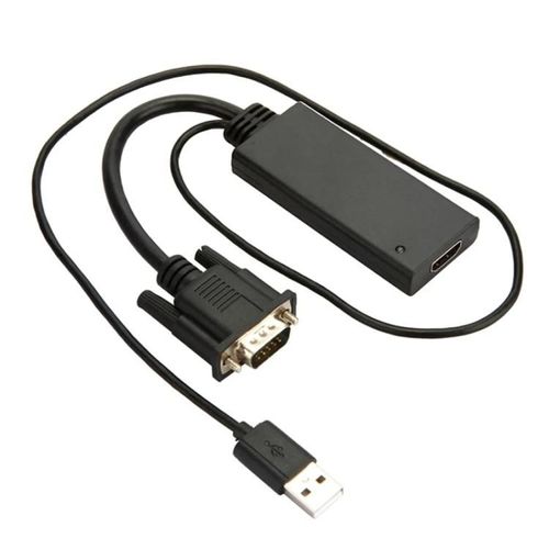Câble adaptateur VGA vers HDMI-Convertisseur HD 1080P avec alimentation USB