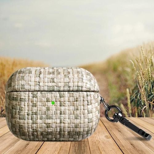 Coque AirPods Pro 2-Armure antichoc Texture PU avec crochet-