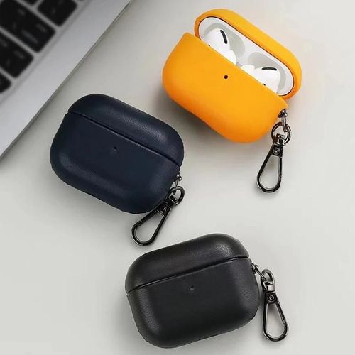 Coque AirPods Pro-Cuir PU,Sans fil,Bluetooth,Protecteur-Bleu Bleu