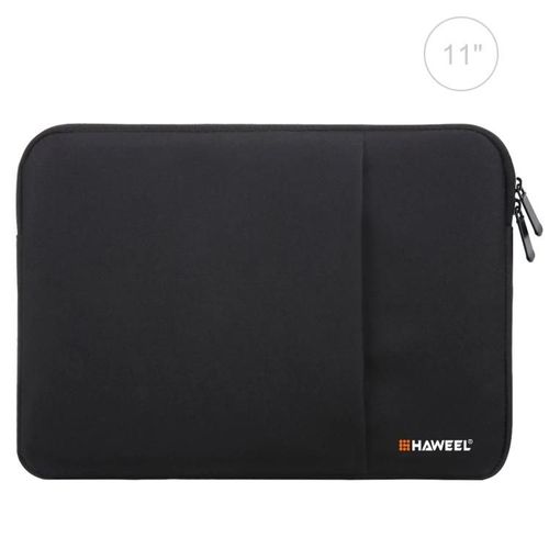 Housse pour ordinateur portable 11 pouces-Porte-documents à fermeture éclair pour Macbook,Dell,HP,ASUS,Noir Noir