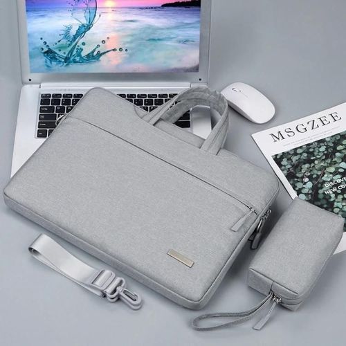 Sac à main pour ordinateur portable-Sac intérieur gris 12 pouces avec bandoulière gris