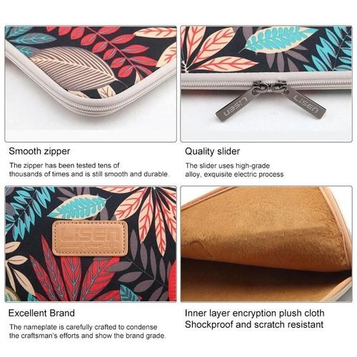 Housse pour ordinateur portable 14 pouces-Colorful Leaves Zipper Briefcase pour Macbook,Dell,HP,ASUS,Lenovo,Sony,Samsung,CHUWI,Alienware,Gris Gris