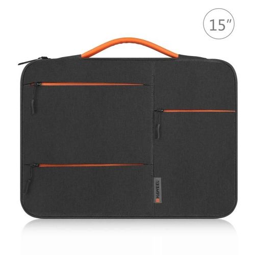 Pochette pour ordinateur portable 15 pouces-Porte-documents à fermeture éclair pour MacBook,Dell,HP,ASUS,Lenovo,Noir Noir