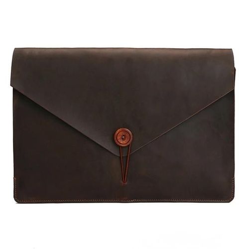 Sacoche pour ordinateur portable en cuir véritable-ajustement universel pour MacBook 12 pouces,Dell,HP,ASUS