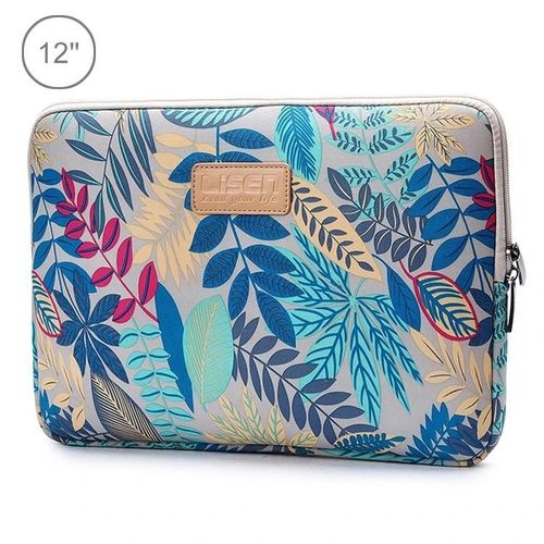Housse pour ordinateur portable 12 pouces-Feuilles colorées Zipper Briefcase pour iPad,MacBook,Dell,HP,ASUS,Lenovo,Gris Gris