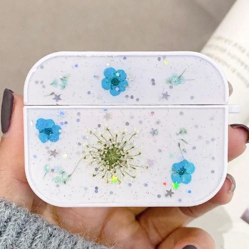 Coque AirPods Pro-Motif Fleurs de Gypsophile,Protection Sans Fil-Bleu