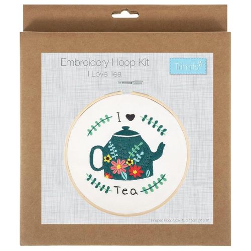 Kit De Broderie "I Love Tea" Avec Cercle En Bois De 15 Cm ¿ Trimits. Color : 57 I Love Tea