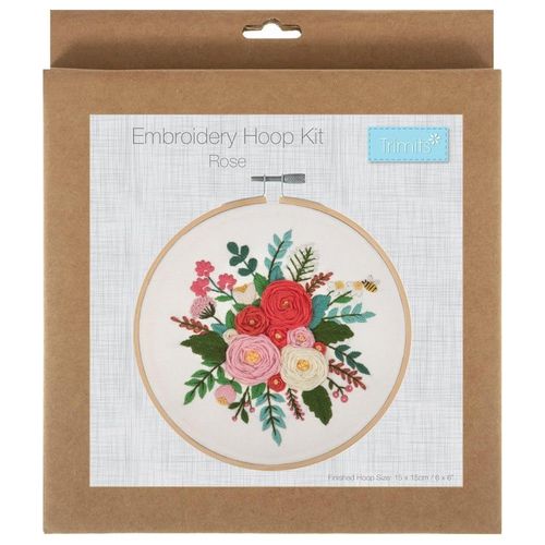 Kit De Broderie "Rose" Avec Cercle En Bois De 15 Cm ¿ Trimits. Color : 60 Rose