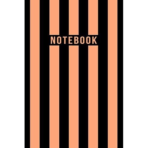Notebook: Elegant Peach And Black Vertical Striped Journal - Lined Journal & Diary For Writing And Taking Notes