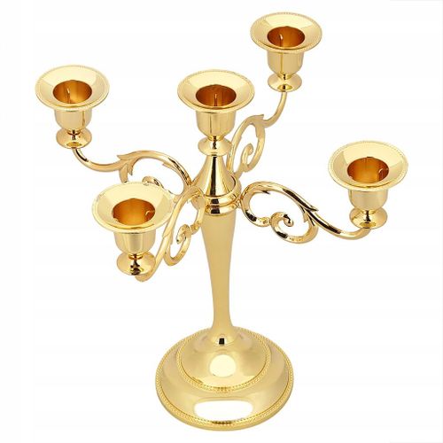 Chandelier à cinq branches en métal argenté pour 5 bougies 26 cm